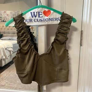 Urban Outfitters Olive Green Side Tie Cropped Top